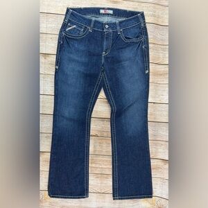 Women’s Ariat FR 32R Blue Mid Rise Boot Flame Resistant Workwear Denim Jeans